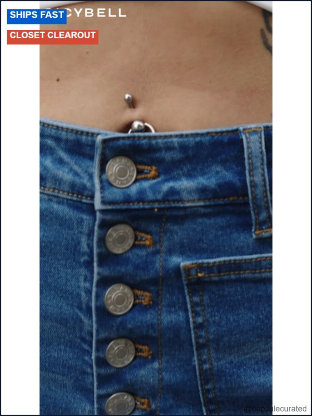Wide Leg High Waisted Jeans with Stretch, Front Pockets, Vintage Baggy Flare - Picture 6 of 6